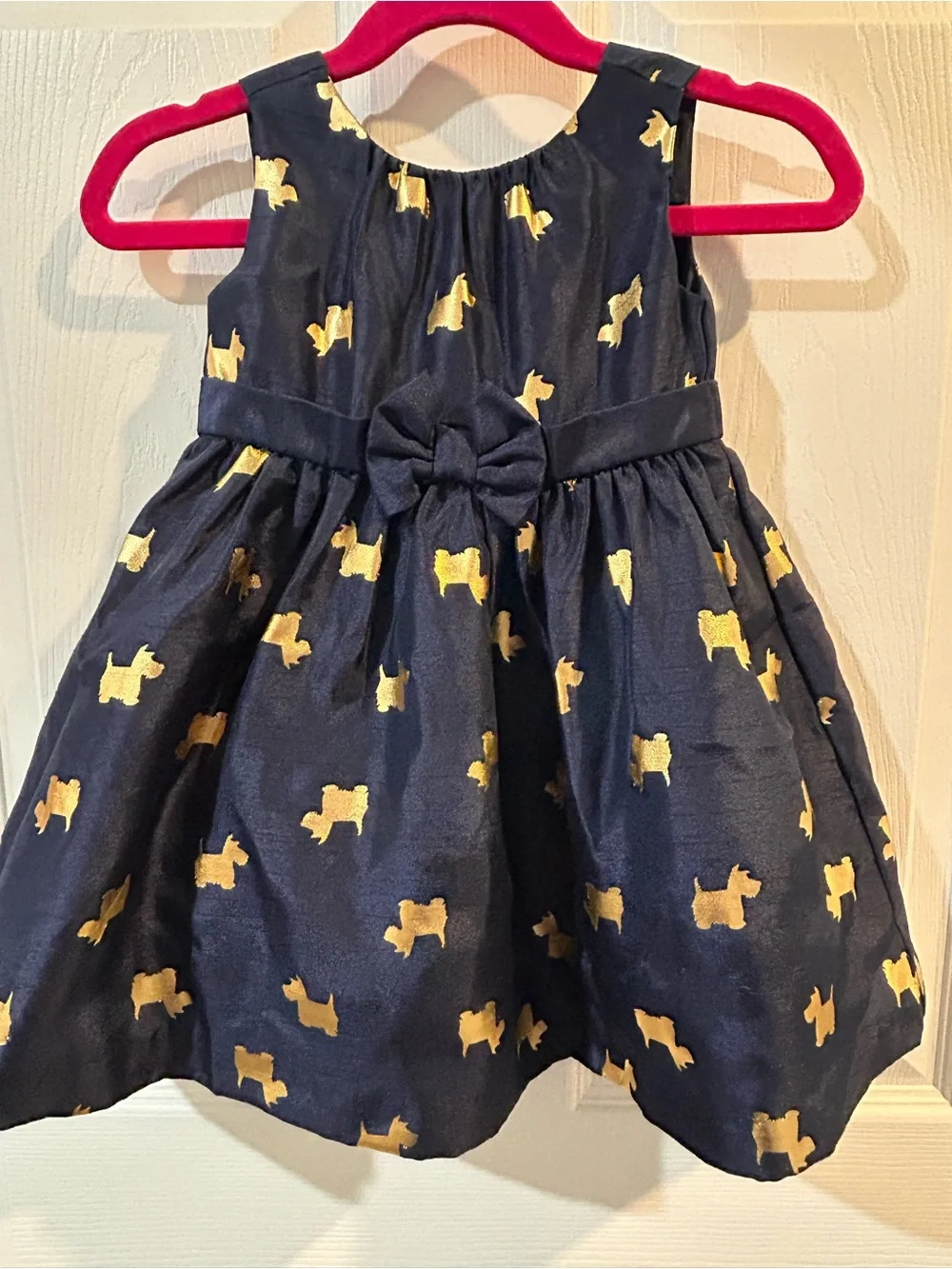 Gymboree Navy Blue Dress with Gold Dog Print